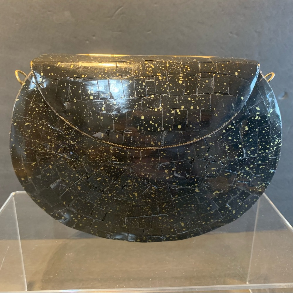 RAMLA Handmade Elegant Black & Gold Mosaic Clutch/Shoulder/Crossbody Bag